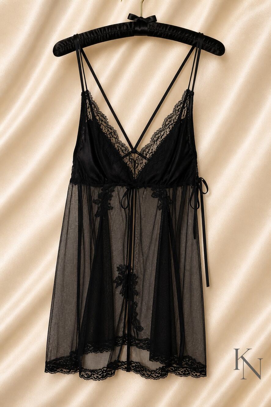 Victoria’s Secret Silk & Nylon Lace Babydoll – Size L